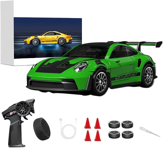D43-01 1:43 Scale 2.4G Full Proportional 4WD Alloy RC Drift Car with Gyro System Silent Bearings Adjustable Speed &amp LED Lights for Adults High Speed Remote Control Racing Car