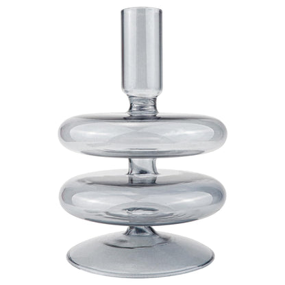 LNQ LUNIQI Clear Glass Candle Holders Glass Taper Candle Holder Decorative Glass Candlestick Holders for Dining Table Centerpieces Wedding Church （Gray）