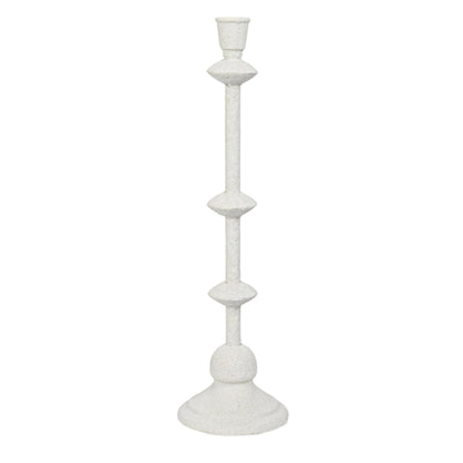 Creative Co-Op Tall Metal Taper Candle Holder in Sand Finish, Antique White