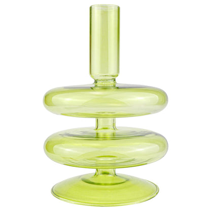 LNQ LUNIQI Clear Glass Candle Holders Glass Taper Candle Holder Decorative Glass Candlestick Holders for Dining Table Centerpieces Wedding Church （Light Green）