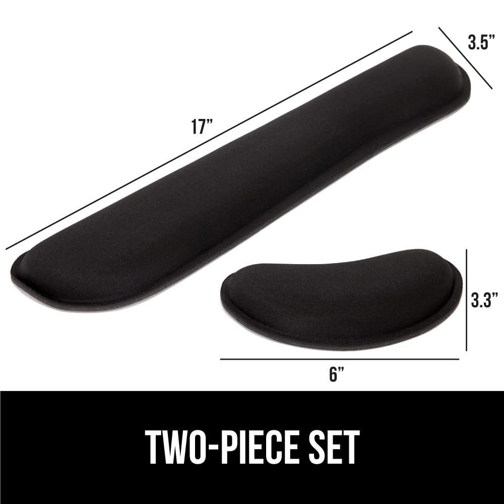 GORILLA GRIP Silky Gel Memory Foam Wrist Rest for Computer Keyboard, Mouse, Ergonomic Design for Typing Pain Relief, Desk Pads Support Hand and Arm, Mousepad Rests, Stain Resistant, 2 Piece Pad, Black