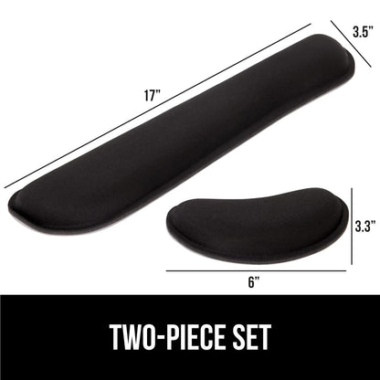 GORILLA GRIP Silky Gel Memory Foam Wrist Rest for Computer Keyboard, Mouse, Ergonomic Design for Typing Pain Relief, Desk Pads Support Hand and Arm, Mousepad Rests, Stain Resistant, 2 Piece Pad, Black