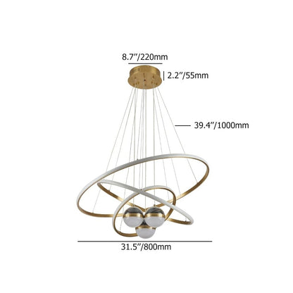 LOVEDIMA Modern Gold 3-Light LED Chandelier with Remote Control, Starry Sky Projection,3 Color Temperatures,Dimmable Globe Ceiling Light for Bedroom,Dining Room, Living Room