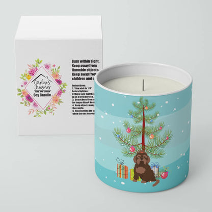 Caroline's Treasures CK3509CDL Brown Russian Tsvetnaya Bolonka Lap Dog Christmas Tree 10 oz Decorative Soy Candle Nature Soy Wax Essential Oil Home Decor Ideal for Bedroom Kitchen Bath Office Gift, 10