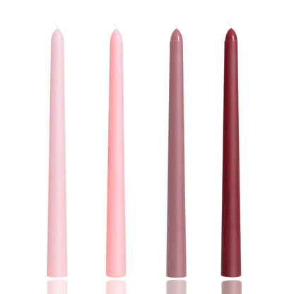 10 inch Gradient Taper Candles,Set of 4 Tapered Candle, Tall Candlesticks,Conical Stick Candles,Smokeless,Home Dinner, Party, Wedding, Halloween, Christmas (Pink Series, 10inch)