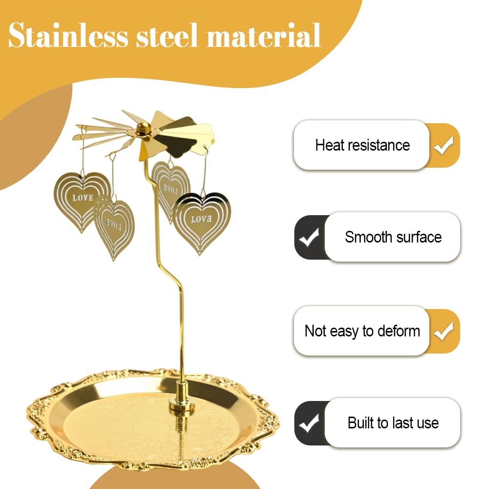 Candlestick Holders,Spinning Candle Holder with Tray for Wedding Valentine's Day Table Centerpiece Party Decor
