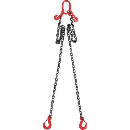 VEVOR Chain Sling, 3/8 inch x 6 ft Lifting Chains with Hooks, G80 Engine Chain Hoist Lifts, 11000 lbs/5 Ton Lifting Sling Chains for Engine Hoist, Engine Lift Chain with 2 Leg Grab Hooks and Adjusters