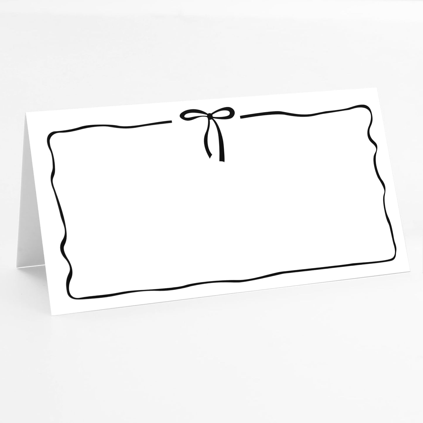 Whaline 100Pcs Bow Place Cards 2 x 3.5 Inch Cute Black Bow Knot Tent Name Cards Blank Seat Assignment Labels for Coquette Birthday Party Table Setting Supplies