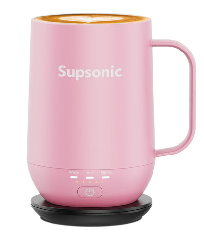 Supsonic - 16oz Self Heating Coffee Mug, Smart Heated Coffee Mug Faster Direct-Contact Heating Up to 149°F, Coffee Mug Warmer Set with Auto Shut-Off - Gifts for Men Women | S2