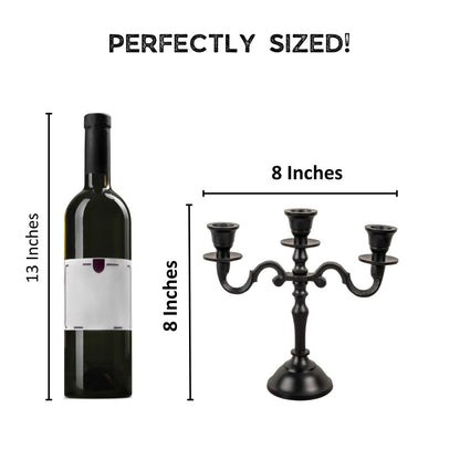 Rely+ 3 Arm Baby Candelabra Black Matte 8 Inch Taper Candle Holders Gothic Decorations Candlesticks Holder Home Decor Wedding Parties Centerpiece for Dining Table