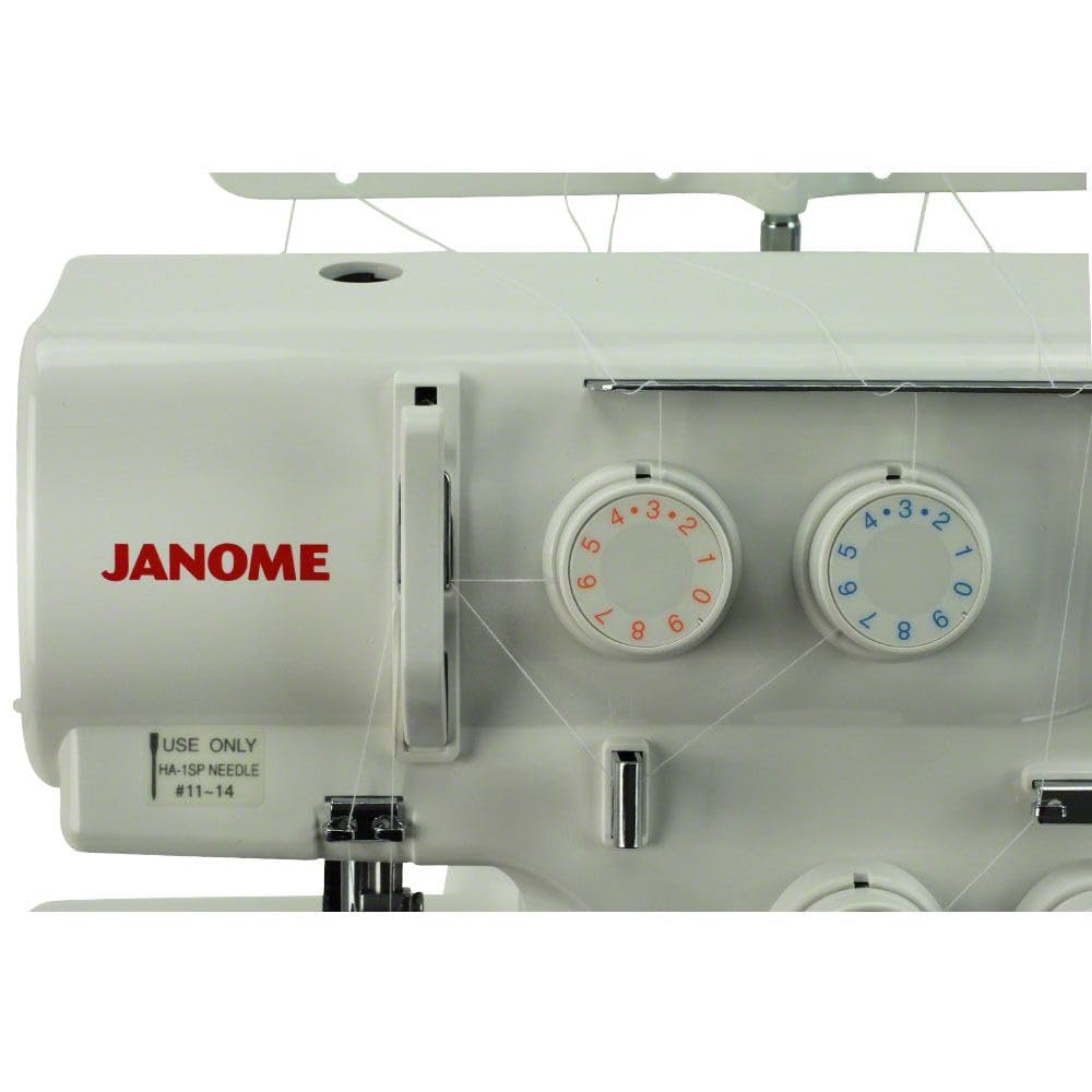 Janome 8002D Overlock Machine - 3/4 Thread Serger Sewing Machine with Differential Feed System for Extra-Smooth Seams, Janome Serger with 1300 Stitches Per Minute and Easy Threading