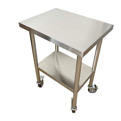 Fierywater Commercial Worktables for Prep 24 x 18 Inches with Caster Wheels,Commercial Heavy Duty Stainless Steel Table with Undershelf for Home,Hotel Kitchen and Restaurant