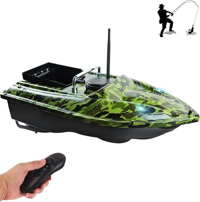 RC Bait Boat for Fishing – 547-Yard Range 2KG Load Auto Return Long Battery Life – Perfect for Carp Fishing (Camo Green)