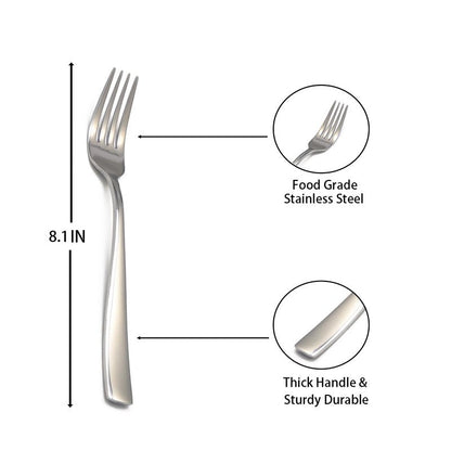 8-Piece Dinner Forks Set, Food Grade Stainless Steel Silverware Fork, Flatware Forks Use for Home, Kitchen, Restaurant, Dishwasher safe - 8.1 Inches