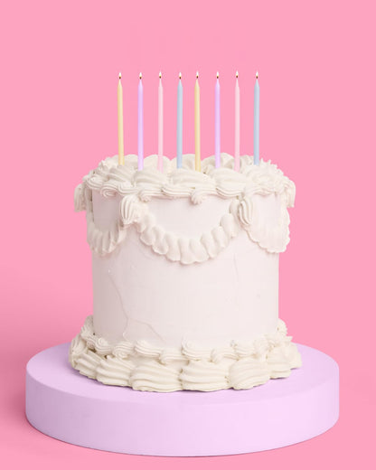 xo, Fetti Skinny Pastel Happy Birthday Party Candles - 8 Pieces | Cute Bday Supplies, Fun Cake Decorations