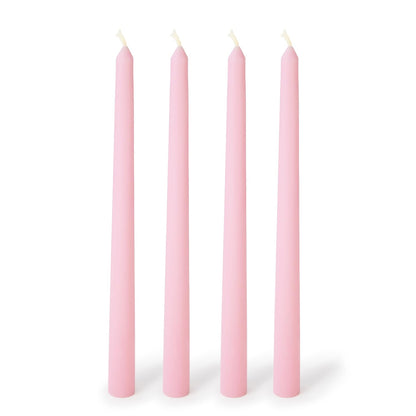 Estrella Blanca 4 Pack 10-Inch Baby Pink Taper Candles, Unscented Smokeless Dripless Tall Candlesticks for Home Décor, Table Settings, Events and Parties
