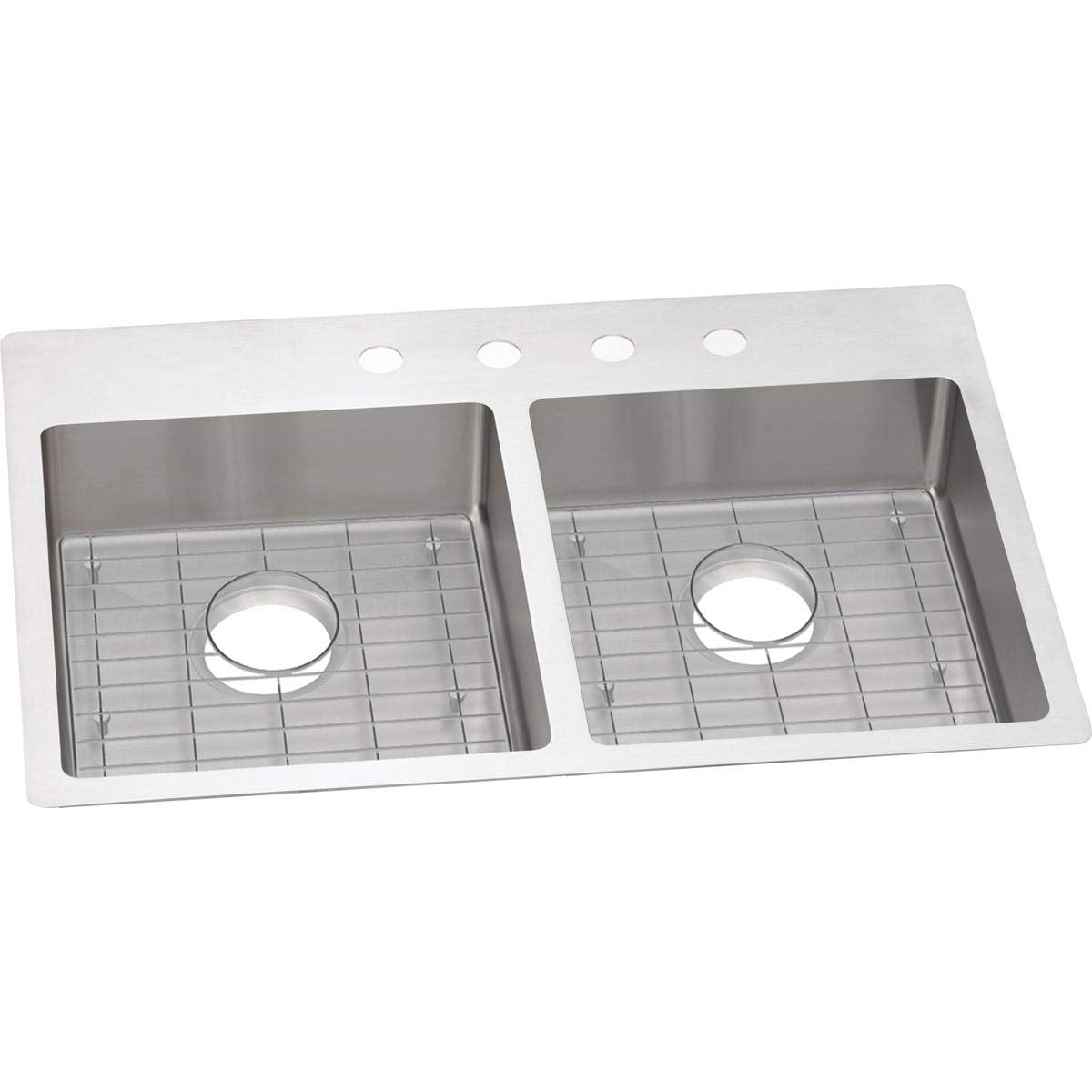 Elkay ECTSRAD33226TBG3 Crosstown 18 Gauge Stainless Steel 33" x 22" x 6" 3-Hole Equal Double Bowl Dual Mount ADA Sink Kit