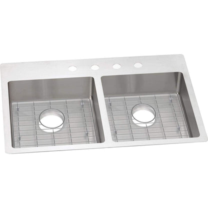 Elkay ECTSRAD33226TBG3 Crosstown 18 Gauge Stainless Steel 33" x 22" x 6" 3-Hole Equal Double Bowl Dual Mount ADA Sink Kit