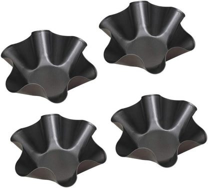 Kafear Taco Salad Bowl Maker Molds - Nonstick Carbon Steel Tortilla Shell Pans | 4 Pack Black