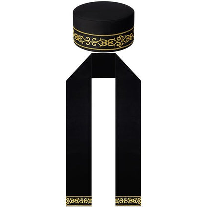 Jiuguva 2 Pcs African Hats for Men Pattern African Kente Kufi Hats and Stole Sash for Black History(Embroidery)