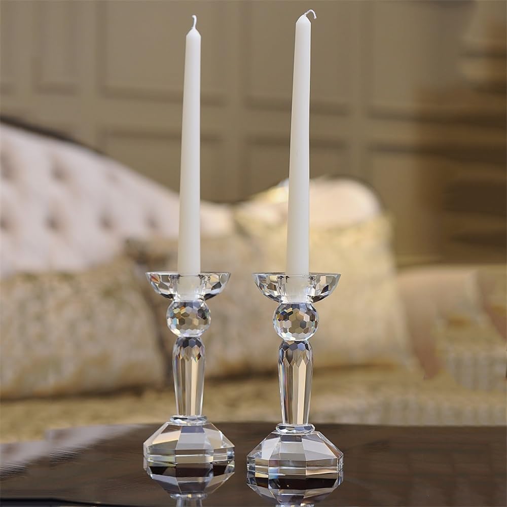 Candlestick Holders Creative Crystal Candlestick Elegant Candle Holder Centerpiece for Wedding, Church, Halloween, Dining, Home Decor Candle Holders(Medium)