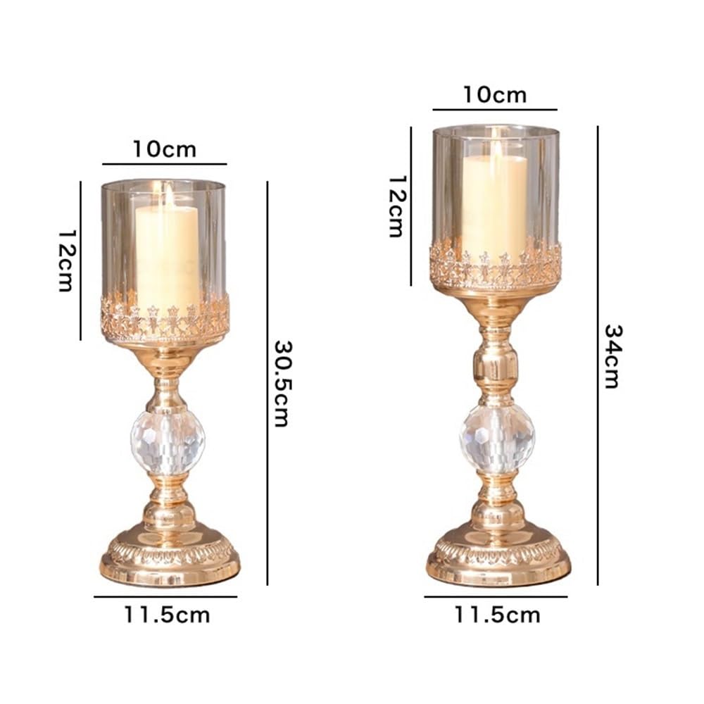 Candlestick Holders Light Luxury Gold Tall Candlestick Metal Glass Dinner Table Decoration Candle Holder Candle Holders(Small)