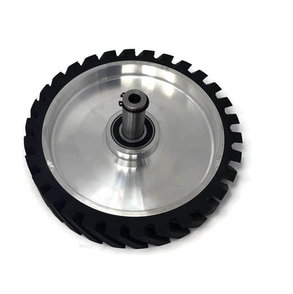 10 x 2" Belt Grinder Contact Wheel,Belt Sander Bearings Serrated Rubber Contact Wheels With 2 heavy Duty bearing 6205 RS