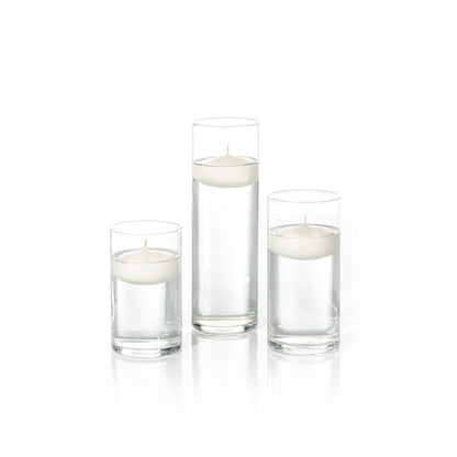 yummi Set of 18 Floating Candles and Cylinder Vases - Ivory
