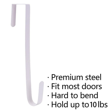 Sattiyrch 12" Wreath Hanger for Front Door,Steel Over The Door Hanger Hook,Wreath Door Hanger (White,2)