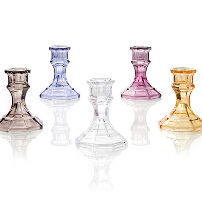 ELIVIA (6 Pack) Gold Glass Candlestick Holders, Taper Candle Stick Holders Set for Wedding & Home Decor - CH06 - Rusty Orange