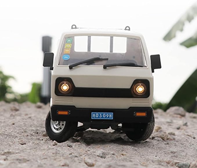 WPL D12 Mini RC Truck for Adults 1/16 Scale 20km/h 2.4G 4CH Remote Control Crawler High-Speed Climbing Truck with LED Lights Cargo Drift Car - RTR / 2 Batteries