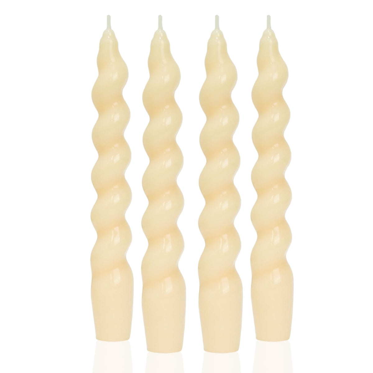 MAITREYA Light Blush Spiral Taper Candles - Conical Stick Candles, Handmade Twisted, Set of 4 for Decoration, Weddings, Party, Church - Unscented, Dripless, 7.5inch