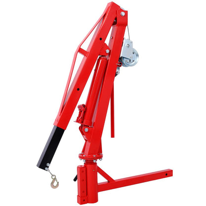 Truck Bed Crane with Hitch Mount Lift, 500Lb Hydraulic Pickup Truck Hitch Crane, 2" Receiver Engine Hoist, Foldable Red Jib Lifting System for Loading Dock PWC Trailer, Professional Shop Tool