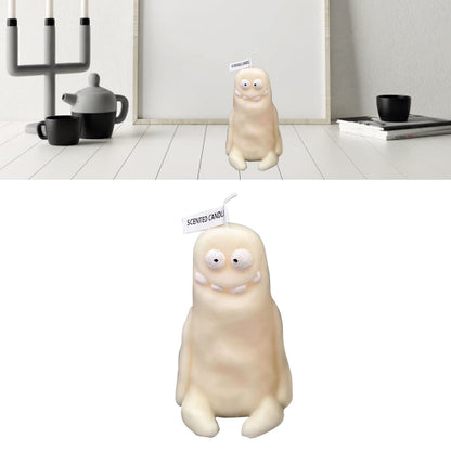 RASTKY Clay Man Shape Fragrant Candle Smokeless Funny Cute Souvenir for Home Wedding Gift 5.6oz (Thin White)