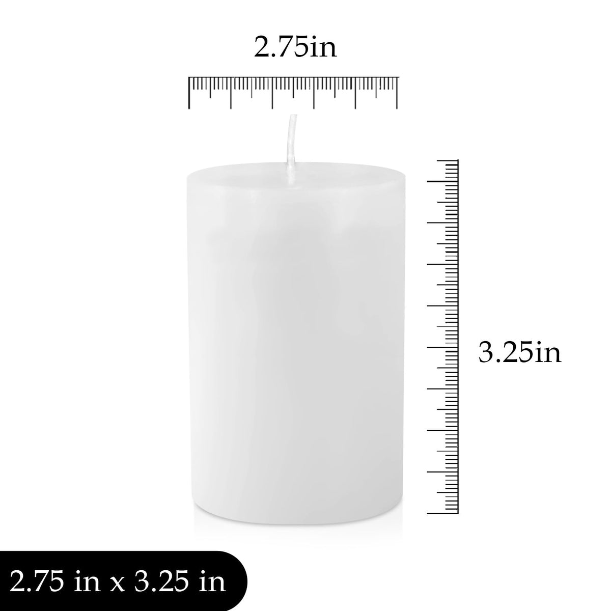 Pillar Candles - 2.75x3.25 inch | 40 Hours Burning, 6 Count - White Unscented Smokeless Premium Chinese Pillar Candles - Perfect for Wedding, Parties, Spas, Home Gatherings and Dinner