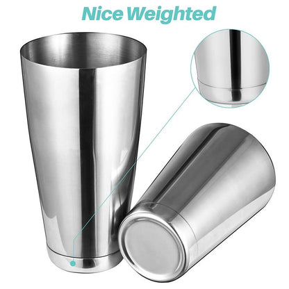Etens Cocktail Shaker Tins Set Stainless Steel, Pro Bar Style Boston Shakers Bartending, Two Piece Martini Shaker Cup Drink Mixer for Bartender – Silver Bar Tools Weighted Metal Shaking Tin
