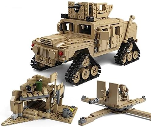 General Jim's 2-in-1 Military Brick Building Set – WWII US Army M1A2 Tank or Humvee with Rotating Turret Adjustable Gun &amp Accessories – 1463-Piece Model for Military Collectors Teens &amp Adult