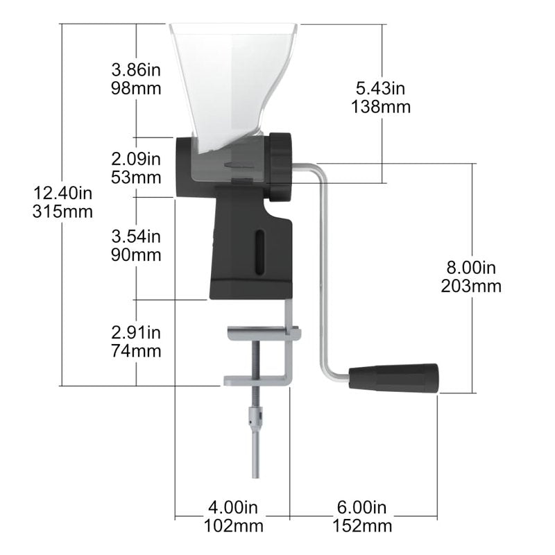 Kitchen Crop Hand Crank Grain Mill Wheat Flour Grinder, Stainless Steel Metal Burrs (The Grain Mill)