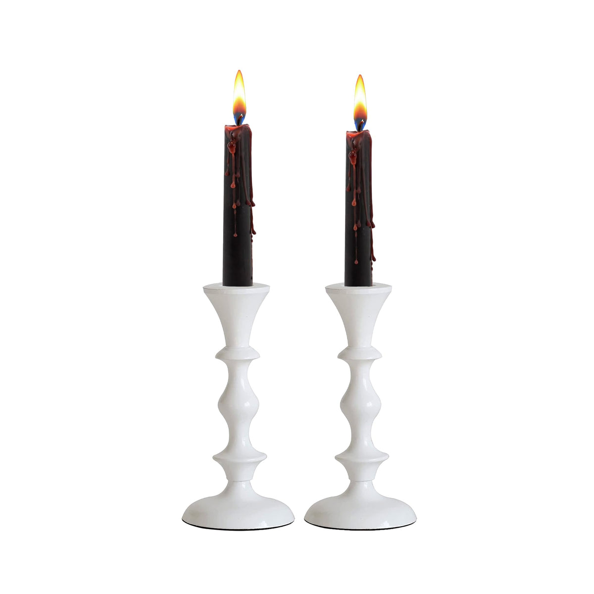 Rely+ White Metal Taper Candle Holders Set of 2 – 5.75" Decorative Candlestick Holders for Table Centerpiece, Home Décor, Dining Table, Wedding & Party Decorations