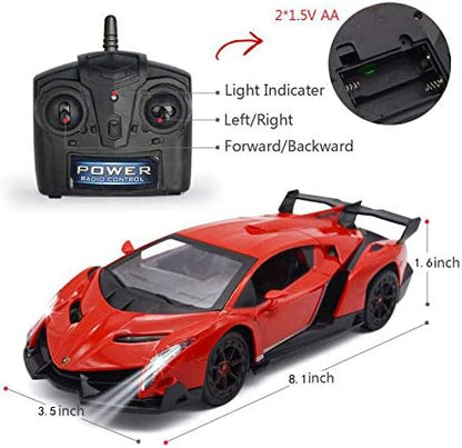 QUN FENG Remote Control RC CAR Racing Cars Compatible with Lamborghini Veneno Officially Licensed 1:24 Toy RC Cars Model Vehicle for Boys 678 Years Oldred