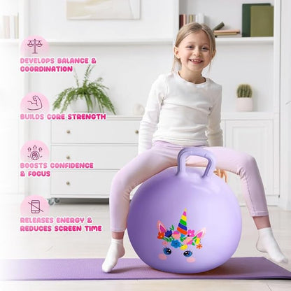 PlayZap Hopper Balls for Kids 6-12 20 Inches Bouncy Ball with Handle 20 Inflatable Bouncing Hopper 50cm Jumping Toys Garden Hopping Toys Girls Boys Gifts