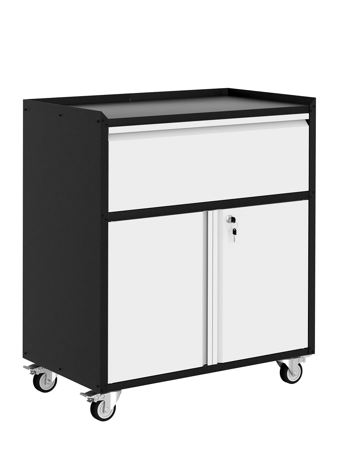 IDEALHOUSE Heavy Duty Rolling Tool Cabinet - Mobile Metal Storage with Lock, 4 Wheels & Adjustable Shelf for Garage Workshop Organization (Grey)