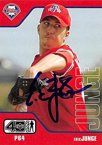 Sports Memorabilia Autograph Warehouse 244672 Eric Junge Autographed Baseball Card - Philadelphia Phillies FT 2002 Upper Deck Fortyman - No. 907 Rookie