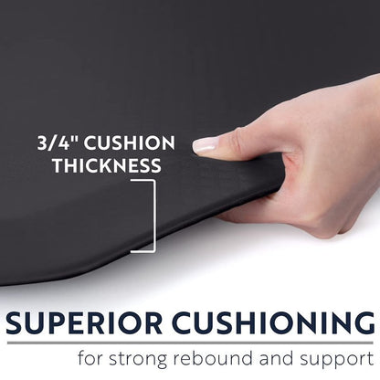 KANGAROO Anti Fatigue Mats for Kitchen Floor, 3/4 Inch Thick Cushioned Ergonomic Mat, Reduce Foot Pressure, Waterproof Comfort Rug for Under Sinks, Office Standing Desk, Store Floors, 20x32 Black