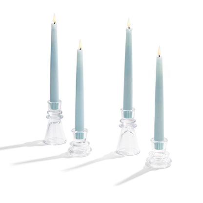 LampLust Flameless Taper Candles with Remote, 9 Inch, 4 Pack Pastel Blue Candlesticks, LED Flickering Flameless Candles for Baby Shower Gender Reveal Decoration, Summer Home Decor, Table Centerpiece