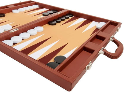 Silverman &amp Co. 19-inch Premium Backgammon Set - Desert Brown Board