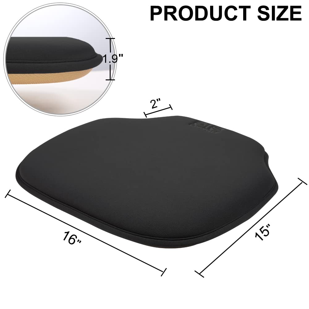 Big Hippo Thicken Memory Foam Chair Pad and Seat Cushions - Non Slip Cushion for Kitchen Chairs, 16"x15" (1 Pack, Black)