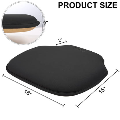Big Hippo Thicken Memory Foam Chair Pad and Seat Cushions - Non Slip Cushion for Kitchen Chairs, 16"x15" (1 Pack, Black)