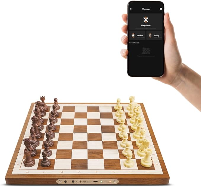 Chessnut Air Electronic Chess Set A magnificently Handcrafted Wooden Chess Board with Extra QueensLEDs AI Adaptive Electronic Chess Set Game and App with Computer Chess Board