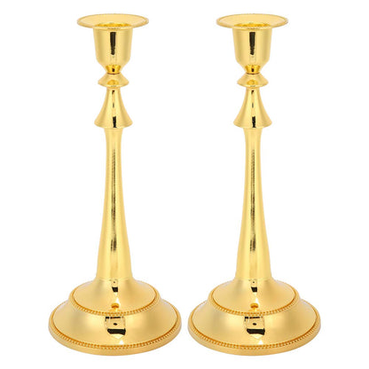 MOUMOUTEN Candelabra,2Pcs 1 Arm Gold Candlestick Holder Length 25cm Decorative Ambience Ornament for Home,Wedding, Restaurant and Other Occasions